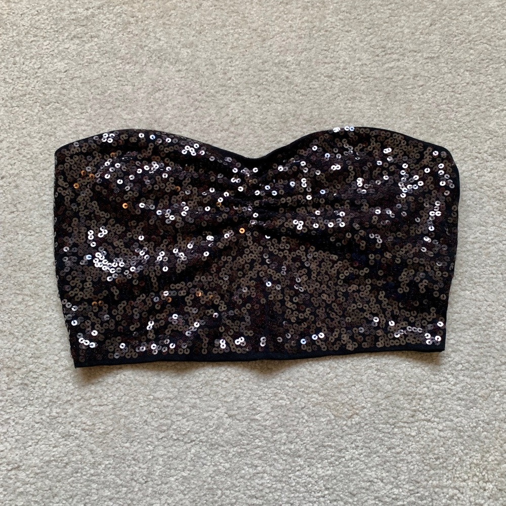 Express sequin cropped tube top